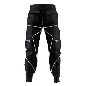 Casual Plus Size Pocket Reflective Sports Trousers Overalls
