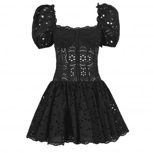 Square Neck Cutout Black Dress Manufacturer