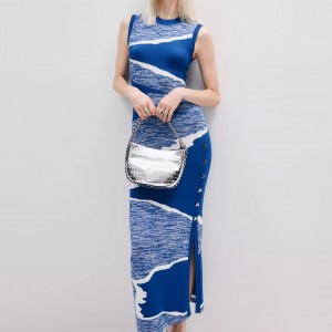 Custom Abstract Art Slit Design Dress Factory