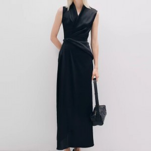 Custom Asymmetric Satin Silk Dress Factory