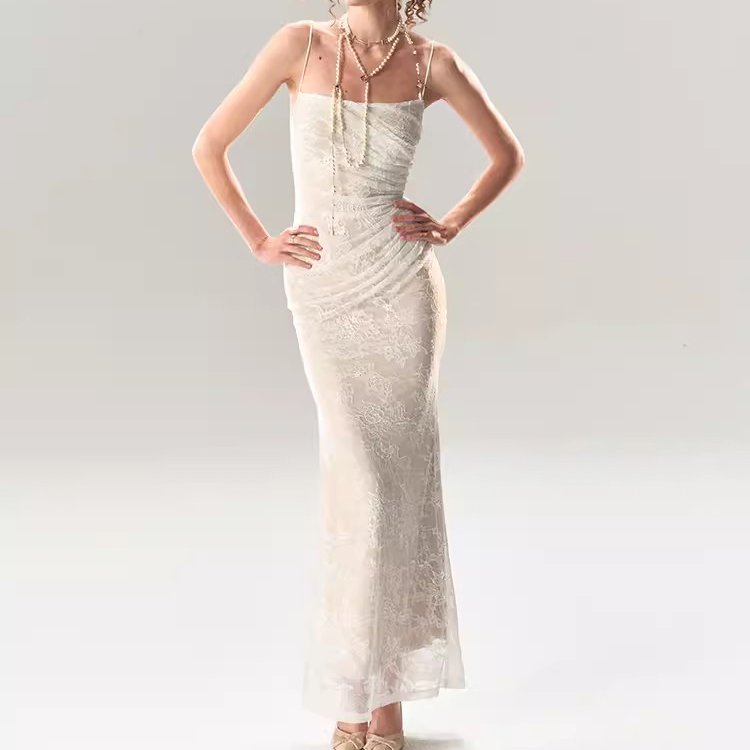 Custom Banquet White Lace Fishtail Dress Manufacturer