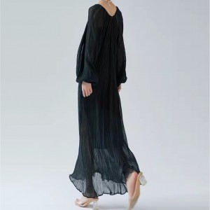 Custom Black Lantern Sleeve Long Dresses Women Manufacturer