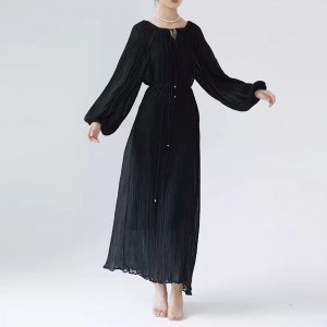 Custom Black Lantern Sleeve Long Dresses Women Manufacturer