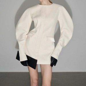Custom Elegant Round Neck Patchwork Dress