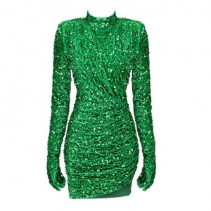 Custom Green Sequin Velvet Party Dresses Factory