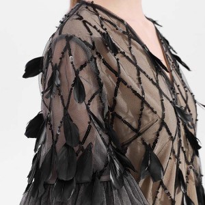 Custom Handmade Feather Short-Sleeve Dress