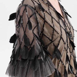 Custom Handmade Feather Short-Sleeve Dress