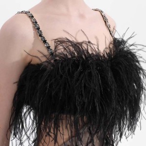 Custom Handmade Feather and Sequined Strapless Dress
