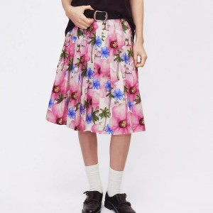 Custom Island Print Pleated Skirt Manufacturer