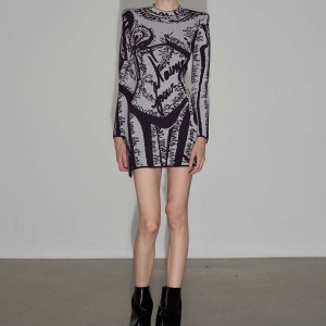 Custom Knit Printed Bodycon Dress