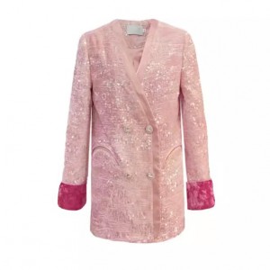 Custom Pink Embroidered Sequin Suit Factory