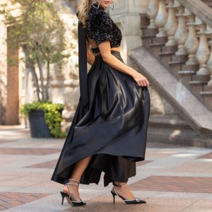 Custom Sequin Bow Slit Skirts 2 Piece Set Dresses