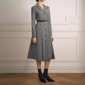 Custom Simple Grey Shirt Dress Factory