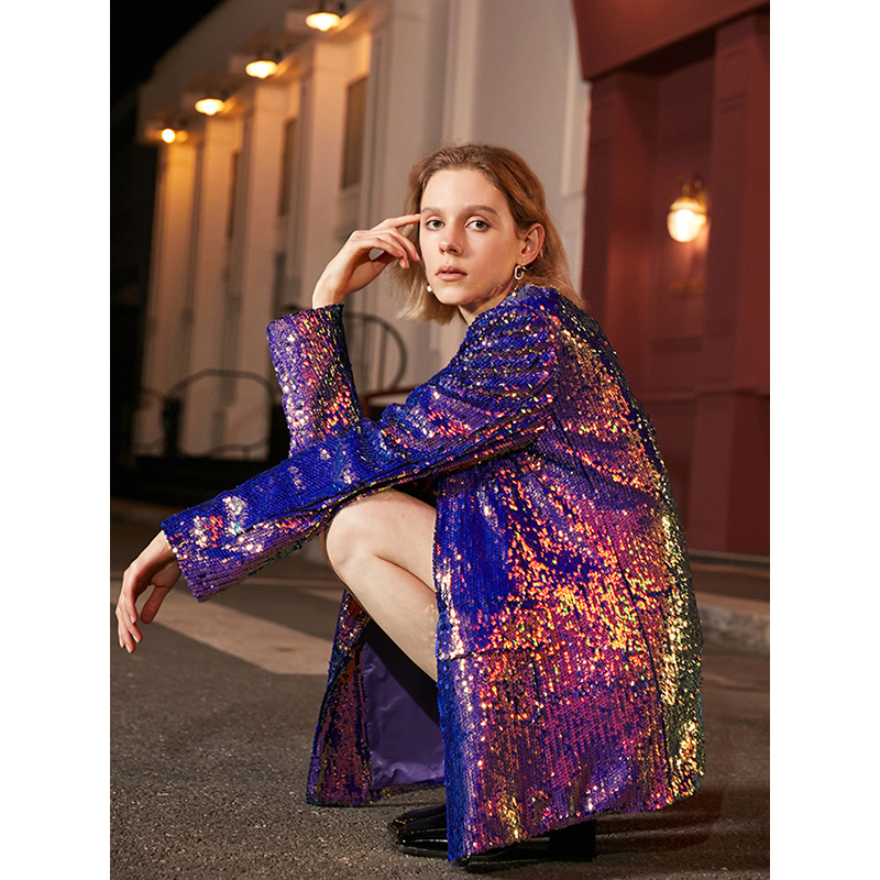 China wholesale Blazer Maker - Custom design nightclub party celebrity sequin blazer female – Auschalink