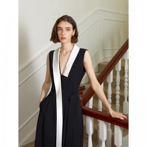 Women Wear Wholesale - Custom design tie high waisted jumpsuit Black – Auschalink