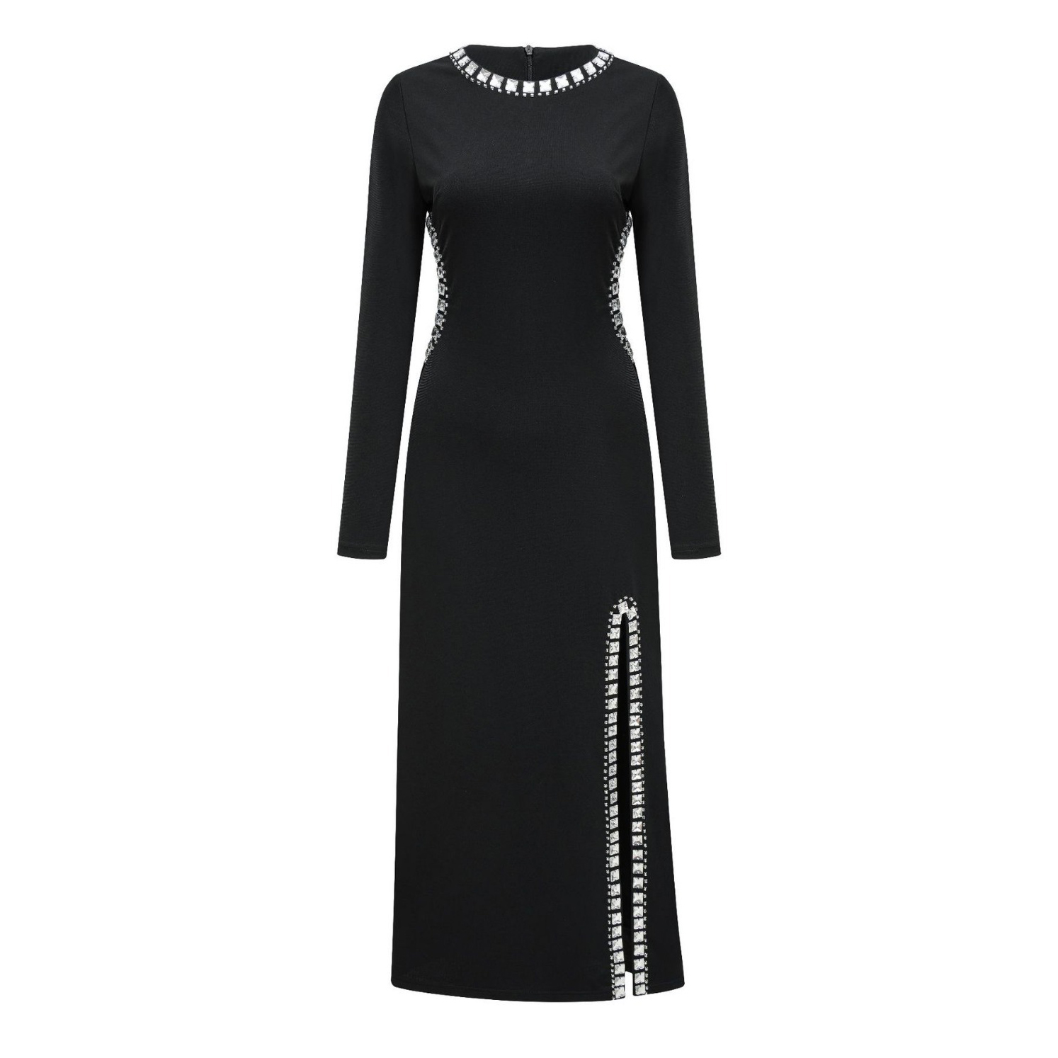 Customised Black Beaded Slit Party Dresses Manufacturer