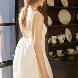 Customised Bridal White Long Neck Dress Manufacturer