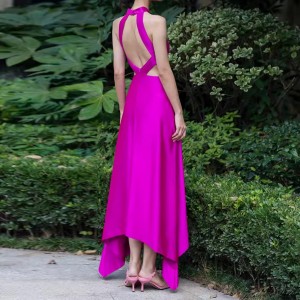 Customized Backless Rose Satin Evening Gowns Manufacturer