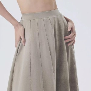 Customized Khaki Pleated Plus Size Skirt Women Factory