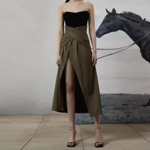 Customized Pleated Slit Irregular Skirt Women’s Factory