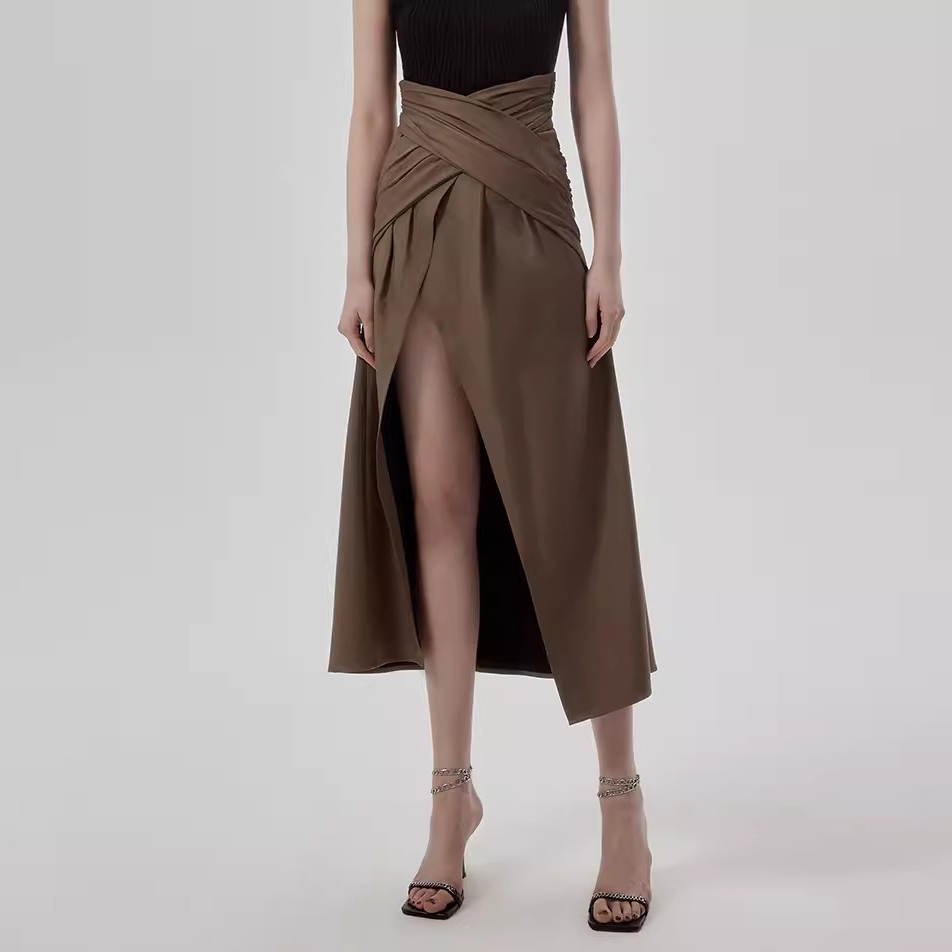 Customized Pleated Slit Irregular Skirt Women’s Factory