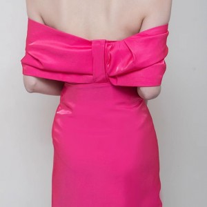 Customized Rose Satin Silk Bow Mini Dress
