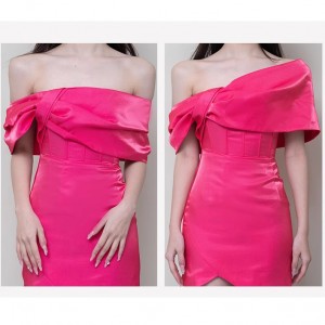 Customized Rose Satin Silk Bow Mini Dress
