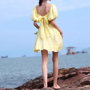 Customized Seaside Beach Dress Bowknot Backless Mini Dresses