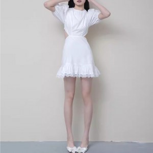 Customized White Hollow Out Lace Casual Mini Dresses