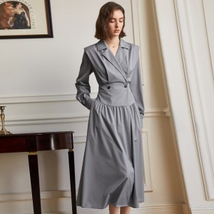 Gray Shirt Midi Dress Woman