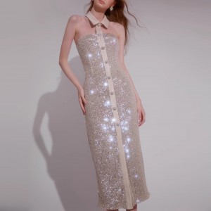 Elegant Sequin Backless Party Dress Factory