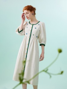 Embroidered Linen ODM Ladies Dress Designer Company