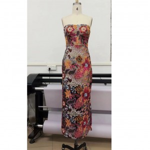 Floral Embroidery Sexy Mesh Party Dresses Manufacturer