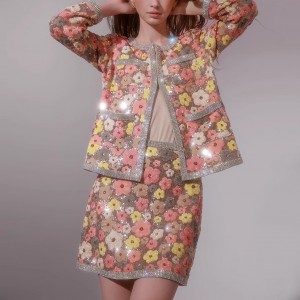 Flower Jacket Short Skirt 2 Piece Set Manufacturer