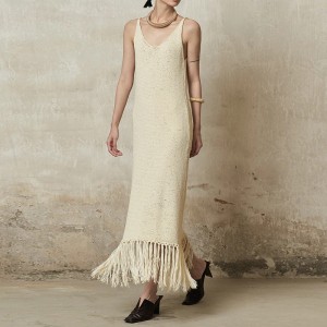 Knitting Camisole Spliced Tassel Dresses Manufacturer