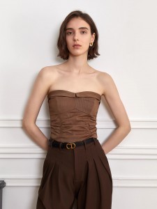 Dark Brown Shoulder Sexy Ladies Tops Wholesale