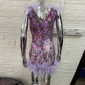 Luxury Feather Diamond Sexy Party Dresses Manufacturer