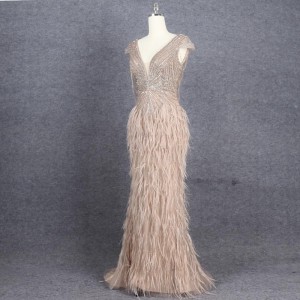 Luxury Fishtail Feather ODM Formal Dress Female Service