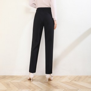 Navy Office Work High Waist Suit Trousers Woman