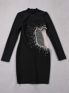 Hollow Out Patchwork Pearls Supplier Dress