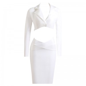 White Custom Office Suit 2 Piece Skirt Set