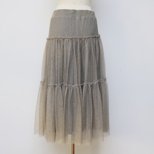 Gauze Cake Khaki Midi Skirt Woman
