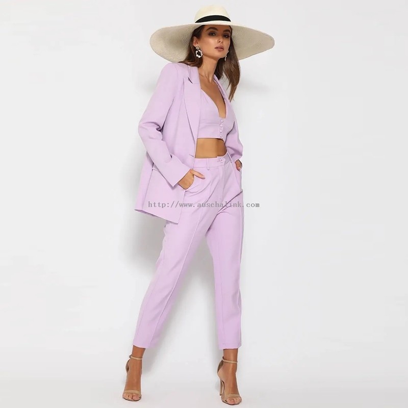 Super Lowest Price Wholesale Vendors Women\’s Clothing - Purple Career Office Work Blazer 2-Piece Suit For Women – Auschalink