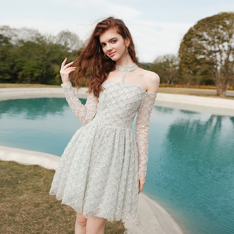 Ladies New - Luxury Embroidered Sequin Puffy Dress – Auschalink