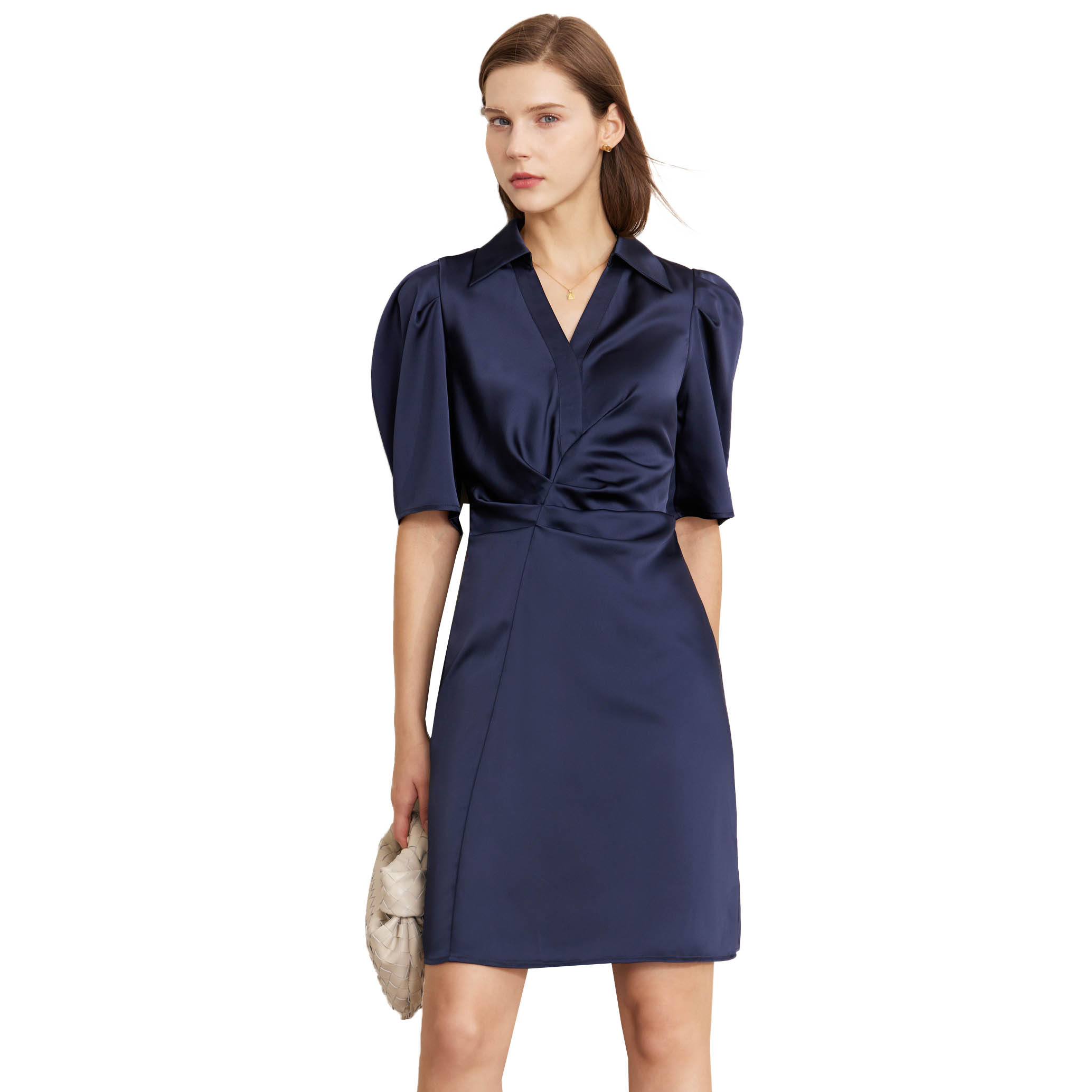 High definition Long Sleeve Formal Dresses - Satin Elegant Dress Ladies Pleated – Auschalink