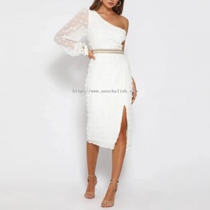 White One-Shoulder Chiffon Top Skirt