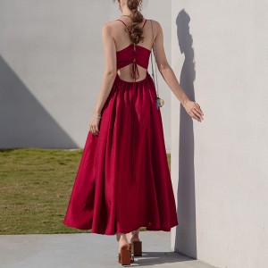 Halter Backless Red Vintage Big Swing Seaside Holiday Beach Dress