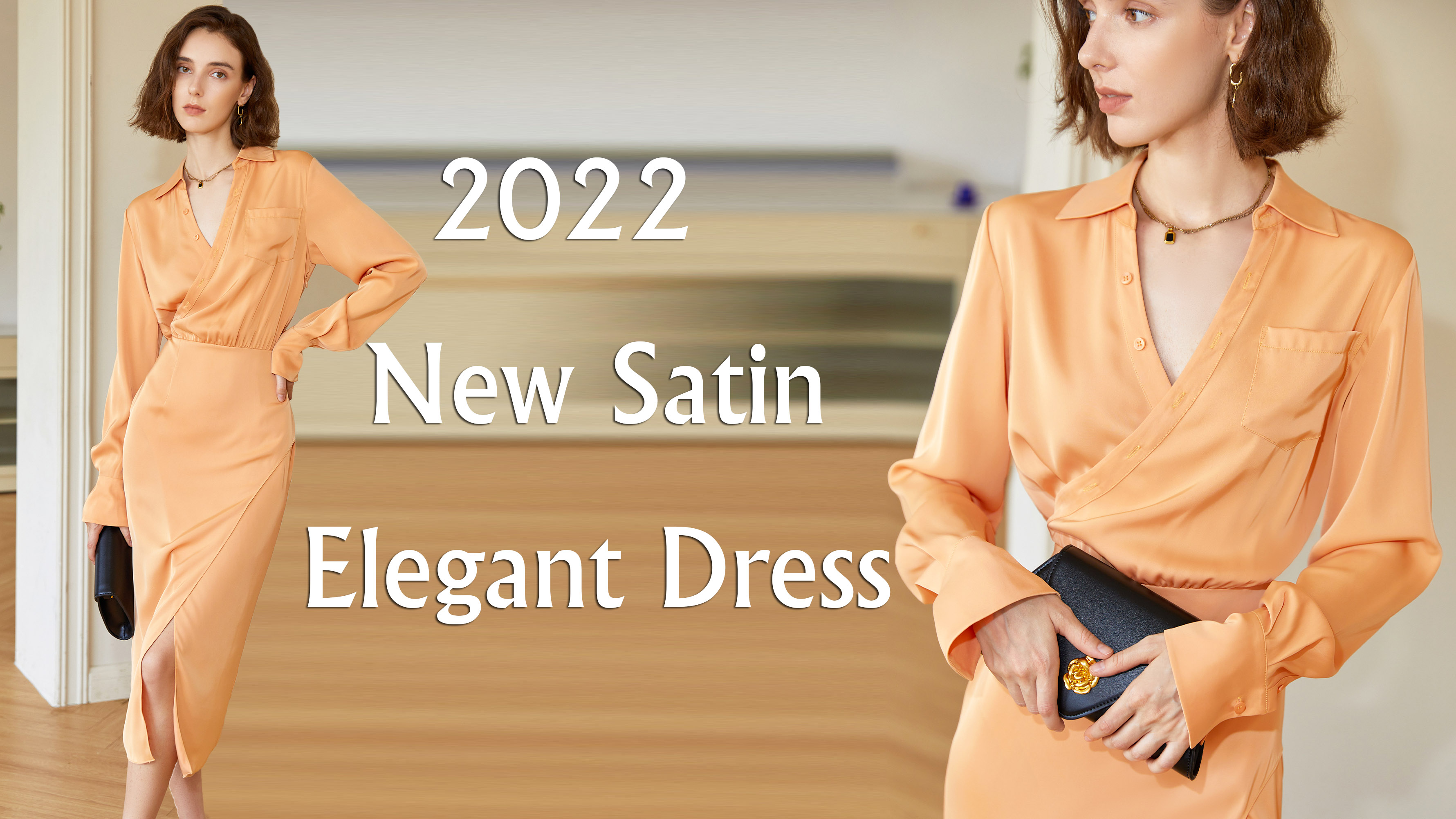 Long Sleeve Satin Elegant Dress For Women