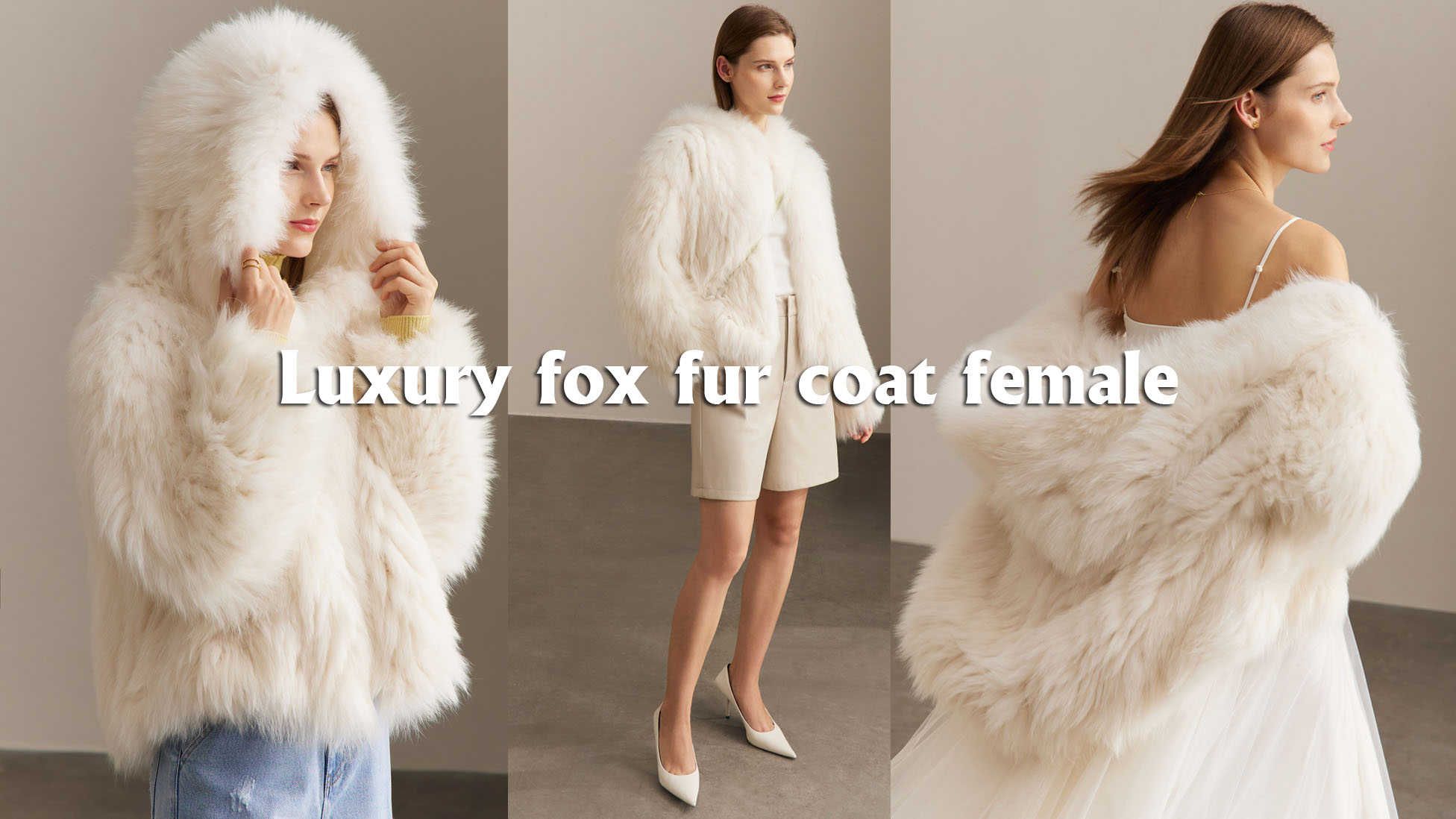 Luxury fox fur coat female