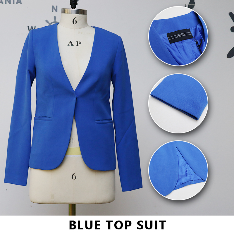 Solid color collarless women's suit Professional spring and autumn jacket